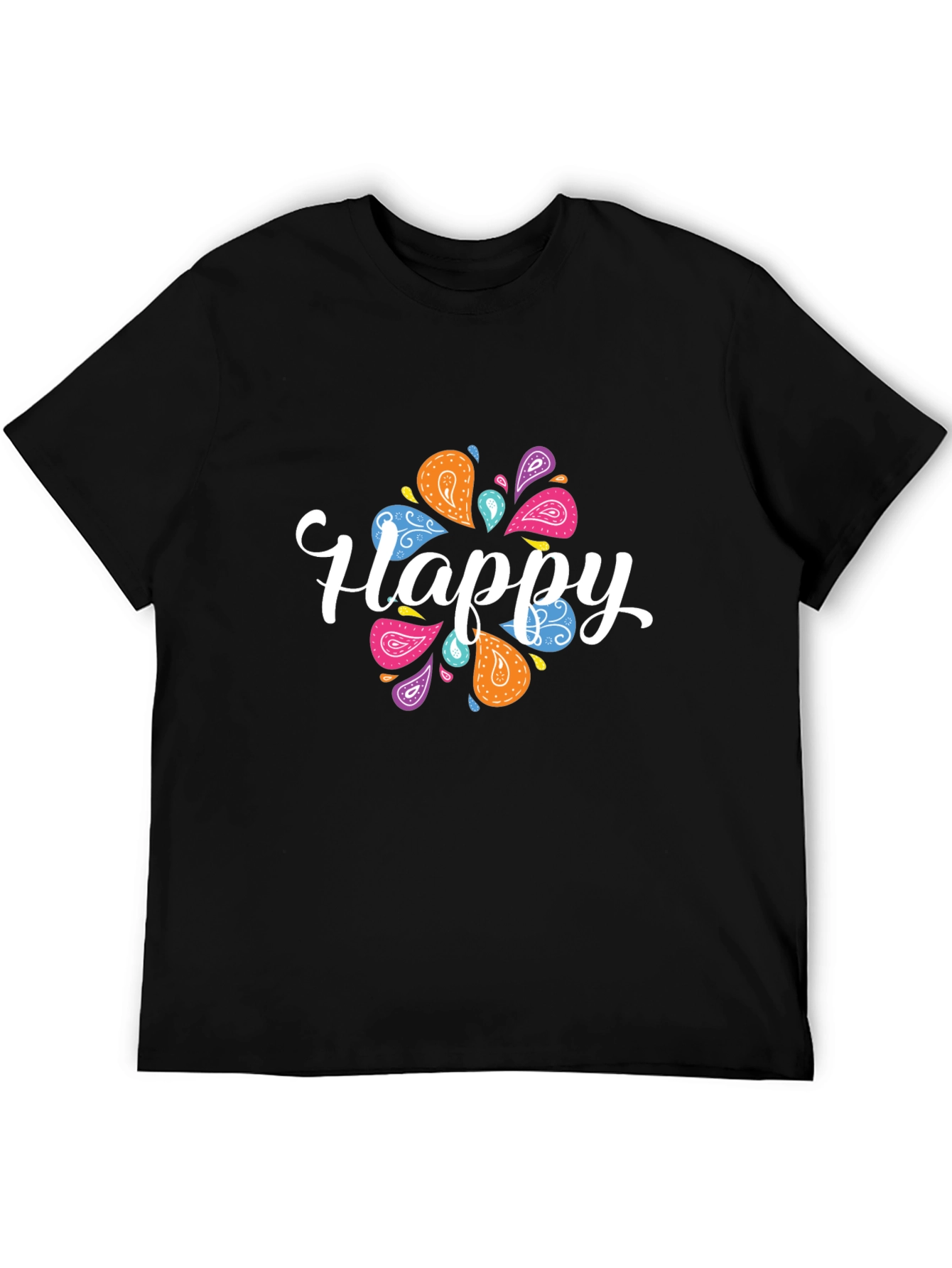 Happy Paisley Graphic Black T-Shirt