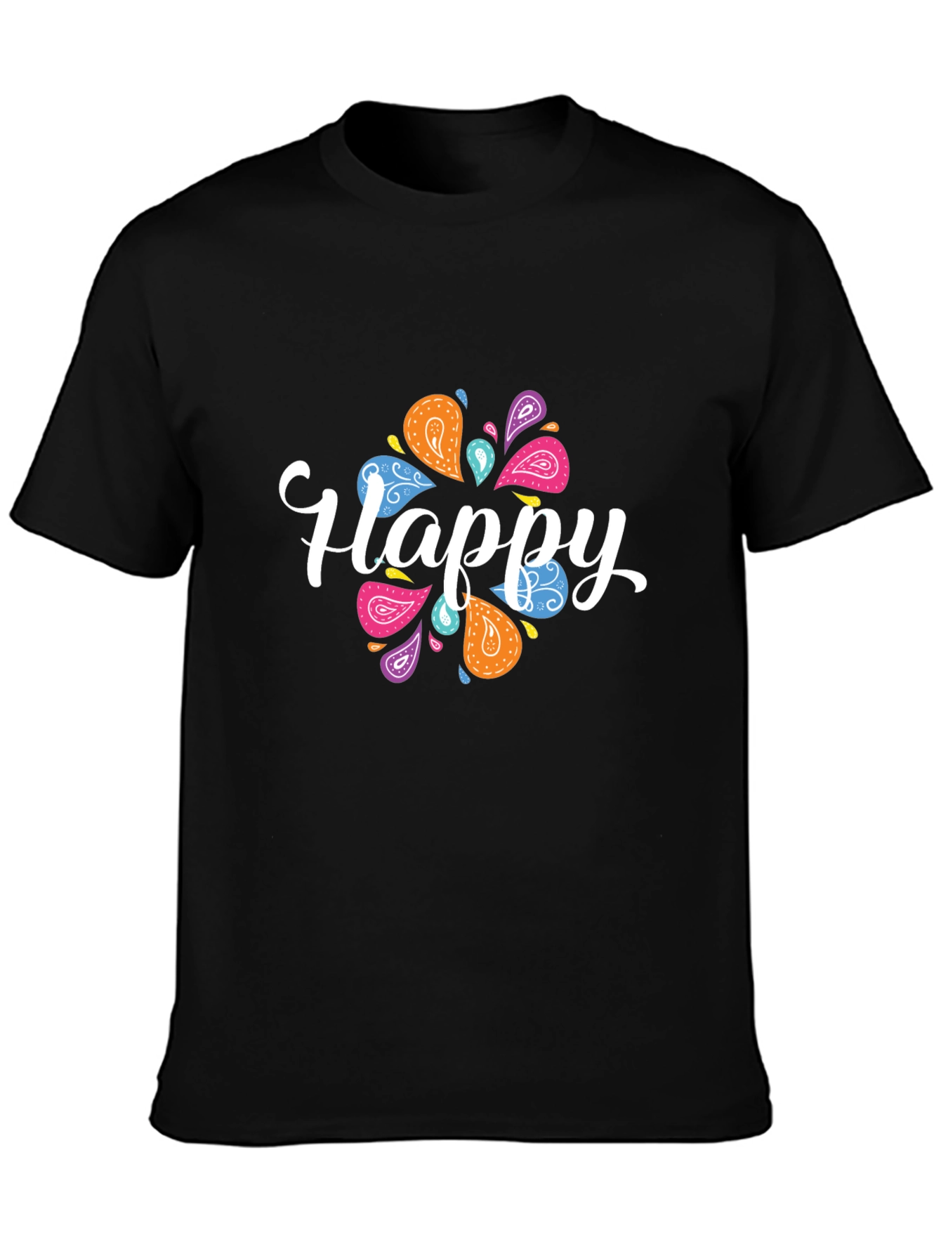 Happy Paisley Graphic Black T-Shirt