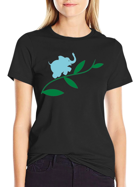 Elephant on Vine Graphic Tee - Black Cotton Blend Shirt