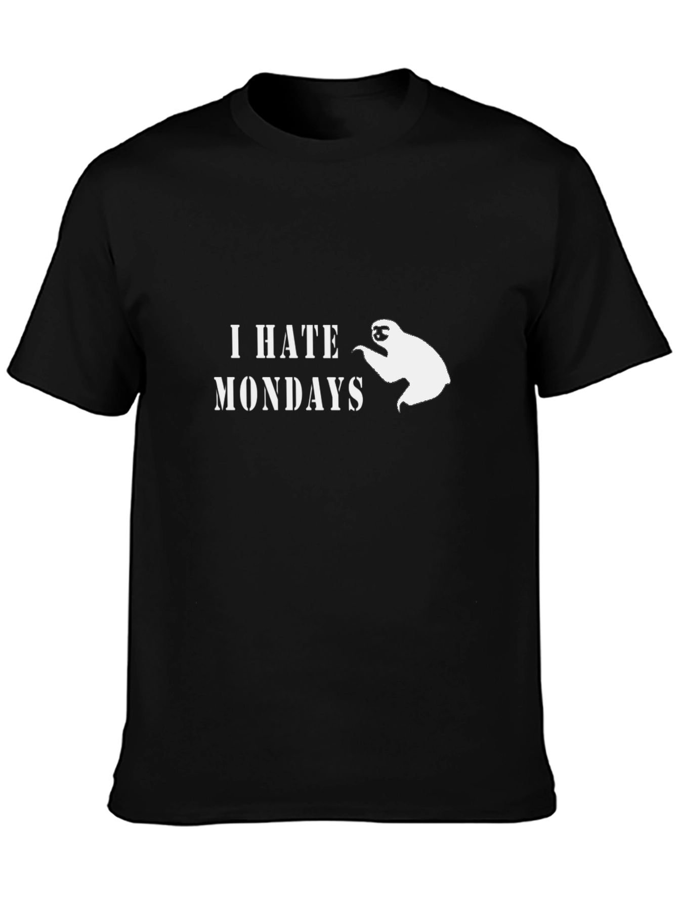 I Hate Mondays Sloth Graphic T-Shirt - Black