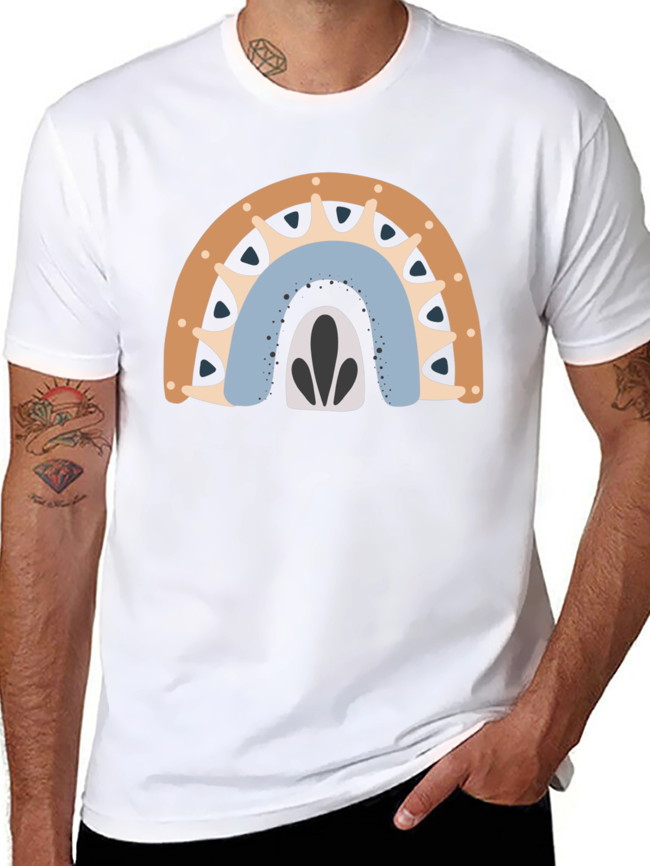 Boho Rainbow Graphic Tee - Mens Black T-Shirt