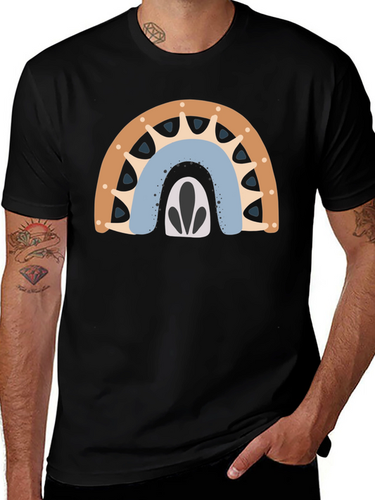 Boho Rainbow Graphic Tee - Mens Black T-Shirt