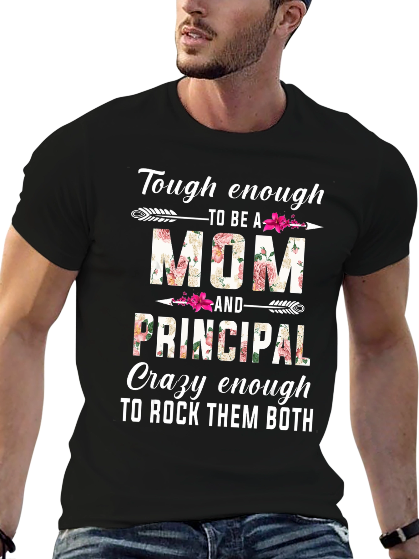 Tough Mom & Principal Floral Graphic T-Shirt