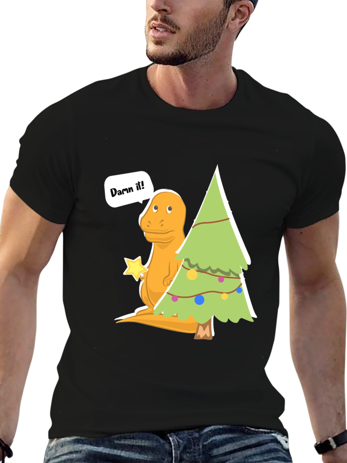 Dinosaur Christmas T-Shirt - Damn It! Funny Holiday Tee