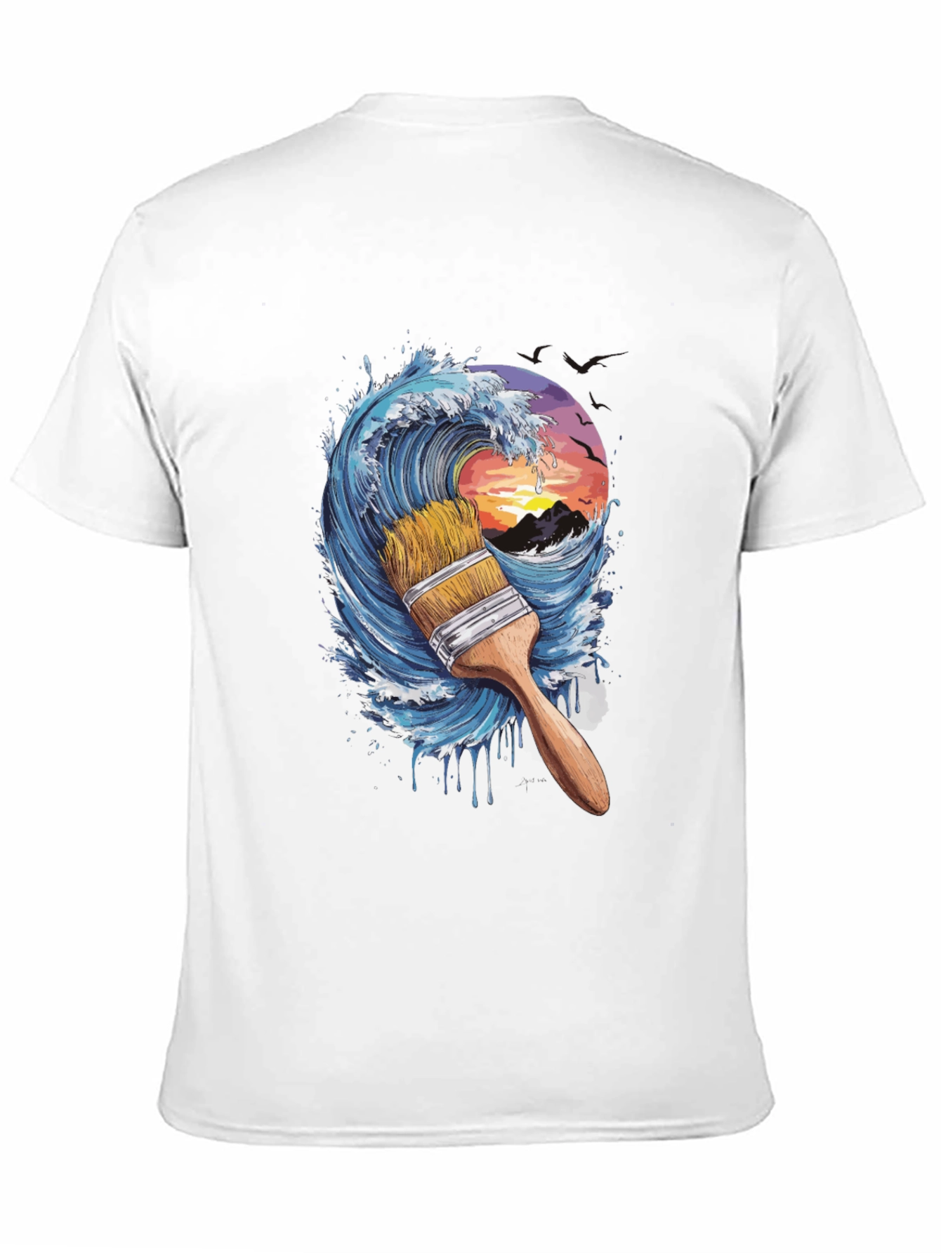 Wave Paintbrush Black Graphic Tee