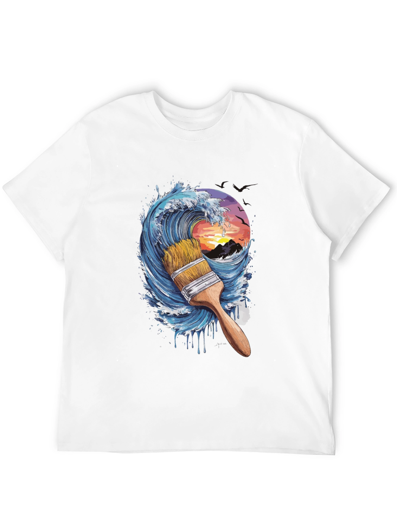 Wave Paintbrush Black Graphic Tee