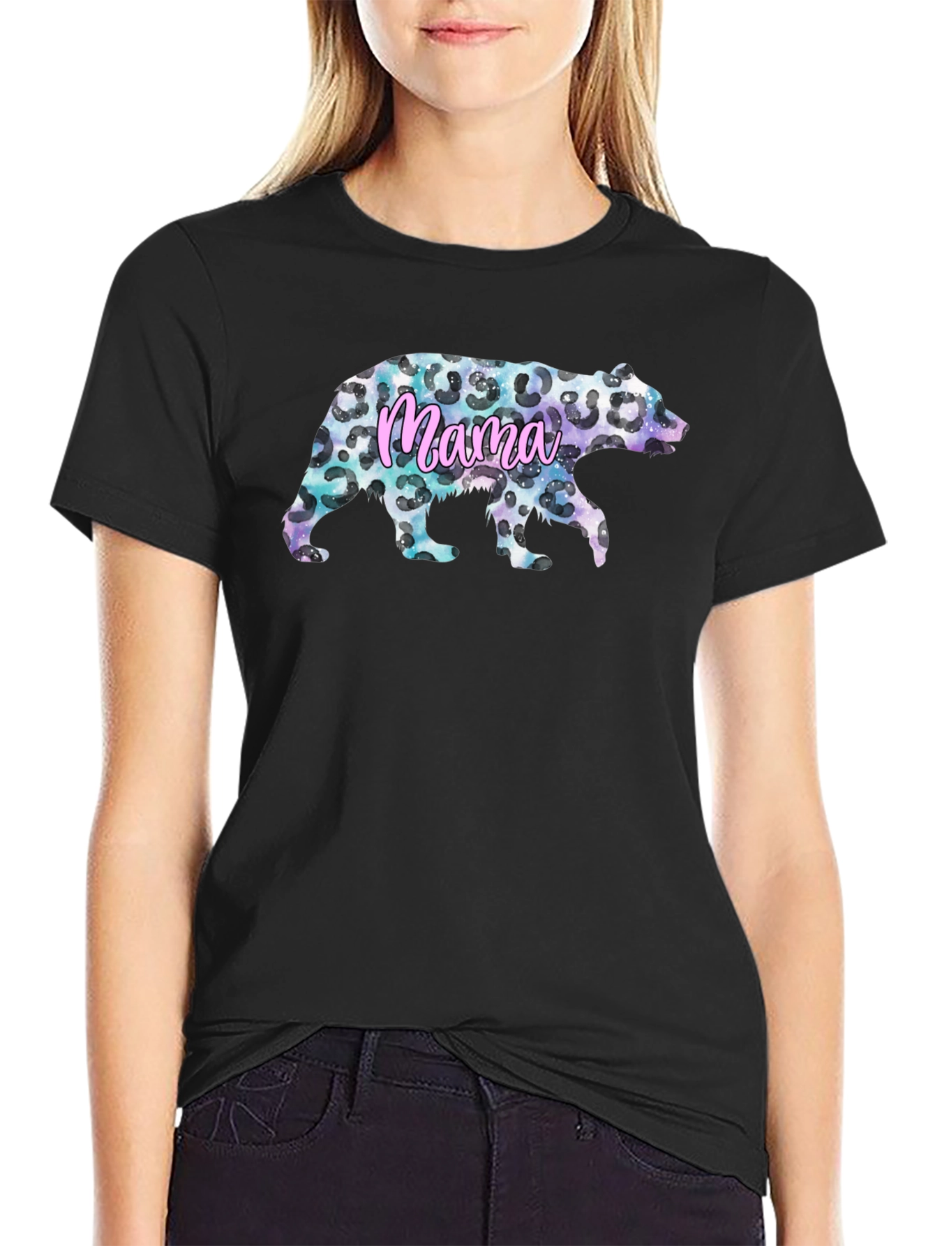 Mama Bear Leopard Print Graphic Tee