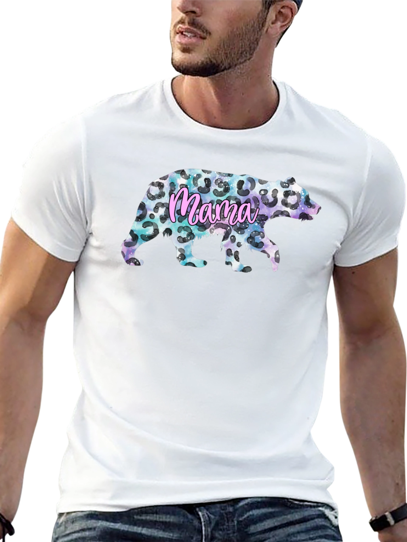 Mama Bear Leopard Print Graphic Tee