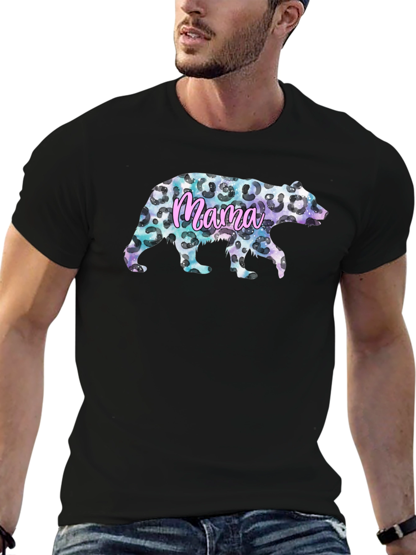 Mama Bear Leopard Print Graphic Tee