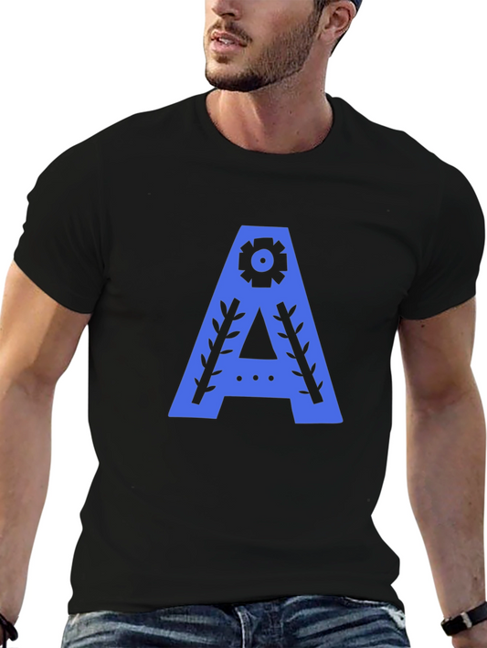 Graphic Tee - A Design in Blue on Black