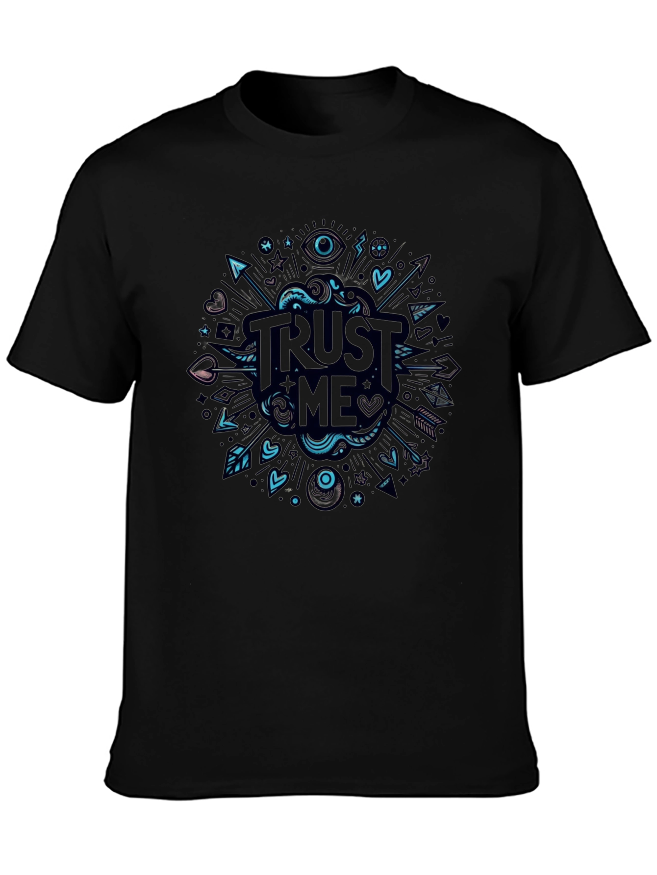 Trust Me Graphic Tee - Black Cotton Blend Shirt
