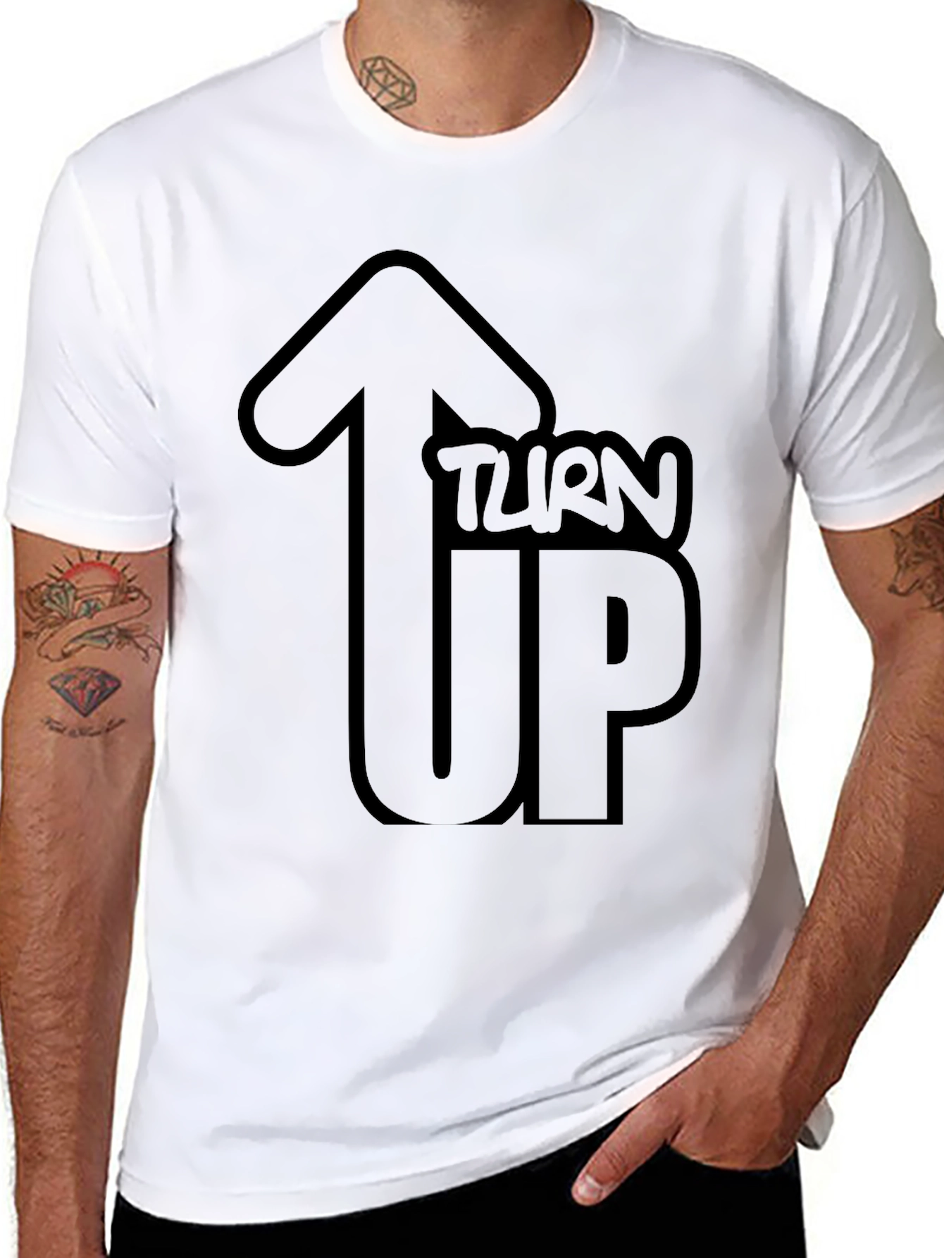 Turn Up Graphic Black T-Shirt