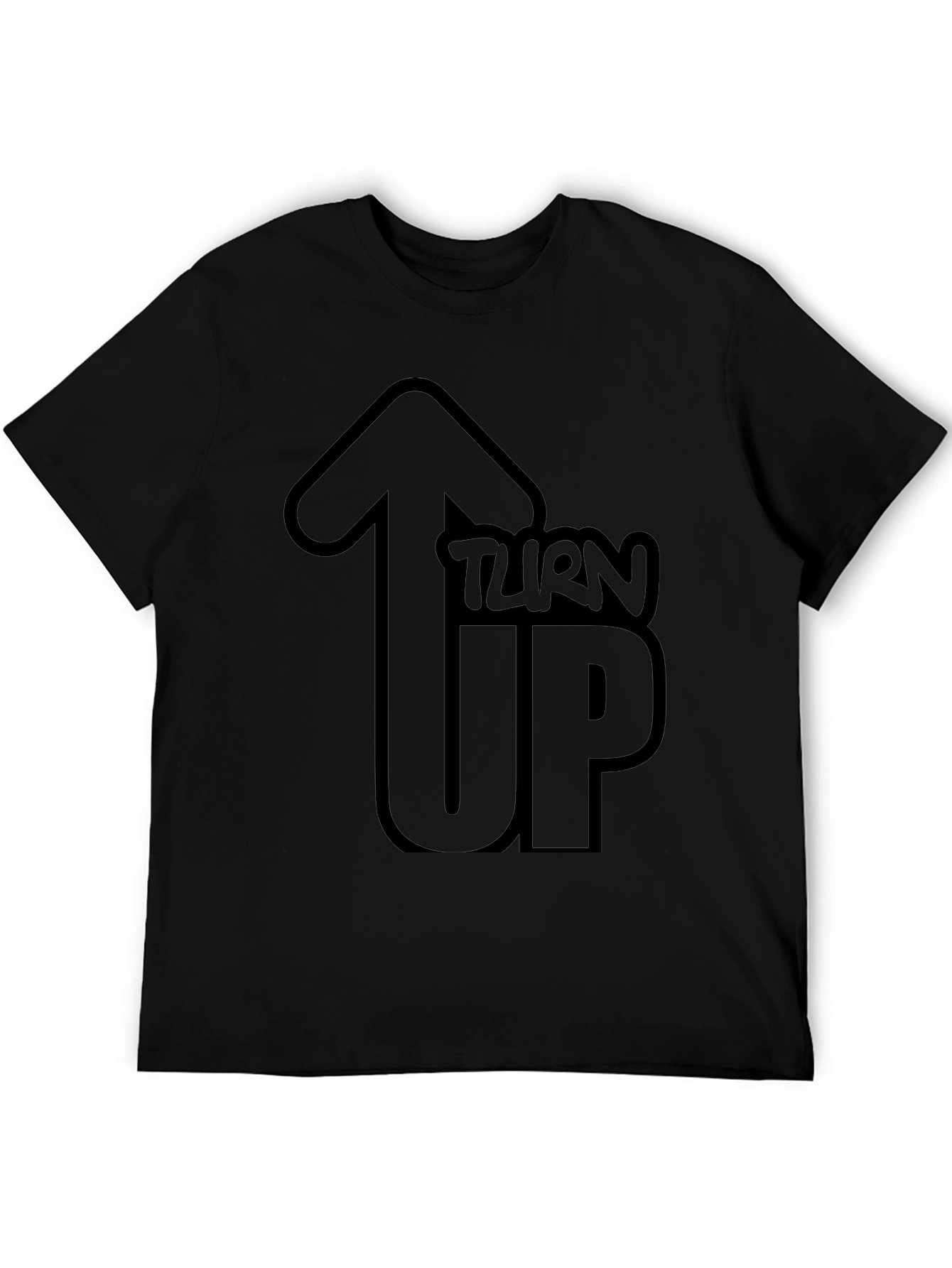 Turn Up Graphic Black T-Shirt