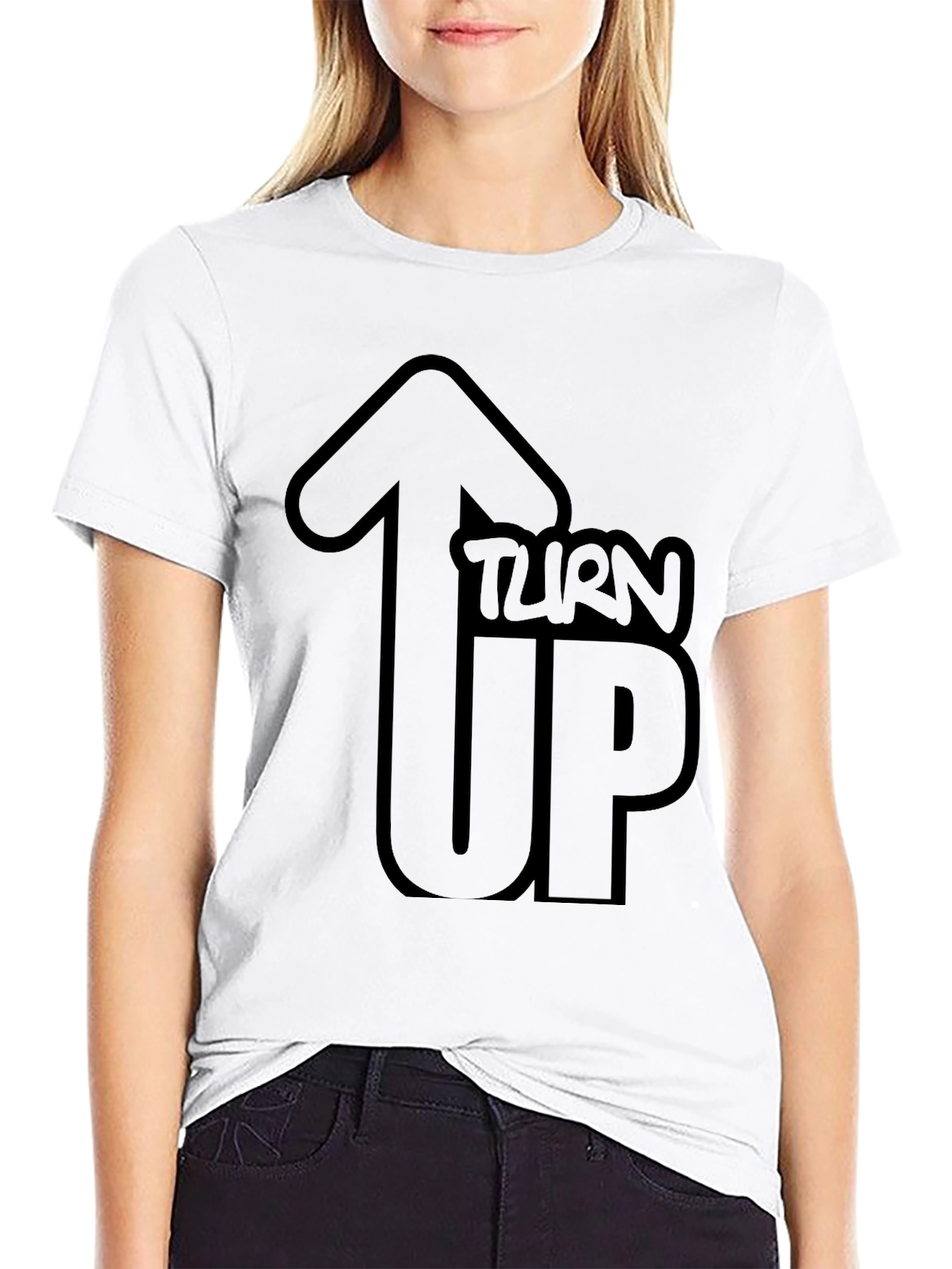 Turn Up Graphic Black T-Shirt
