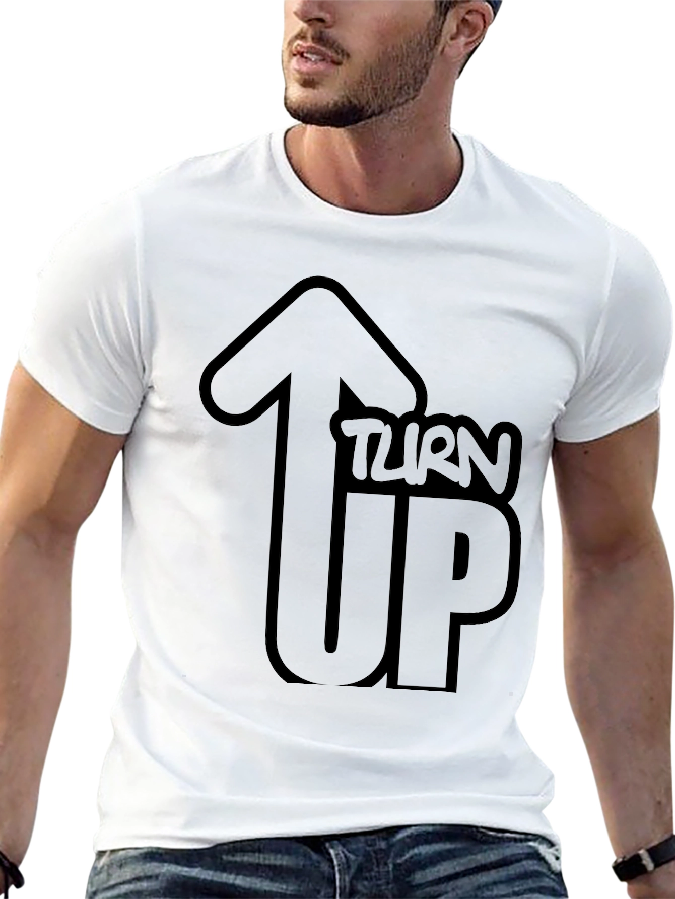 Turn Up Graphic Black T-Shirt