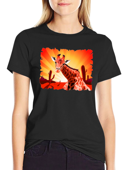 Giraffe Desert Graphic Tee - Black