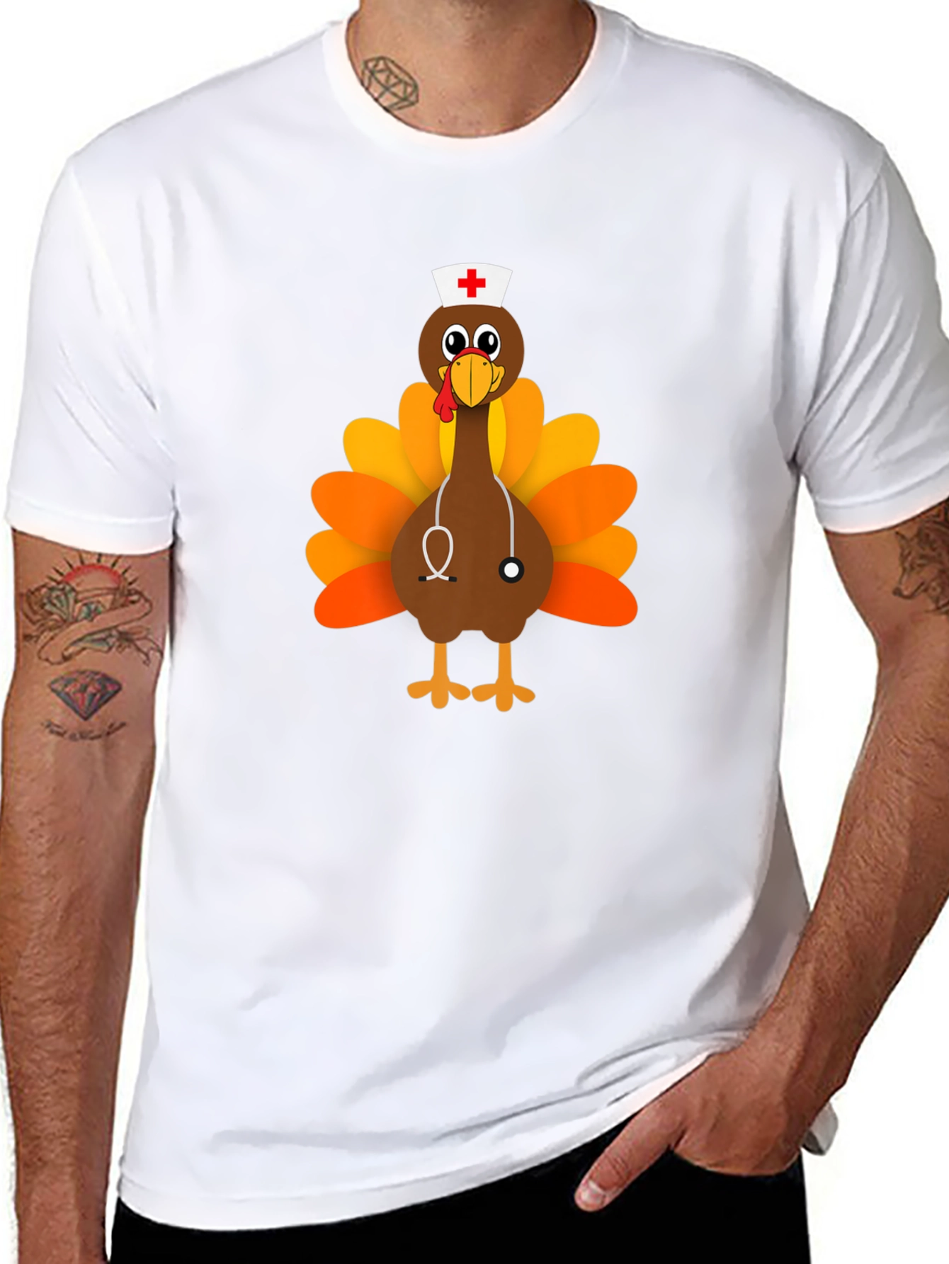 Thanksgiving Nurse Turkey T-Shirt