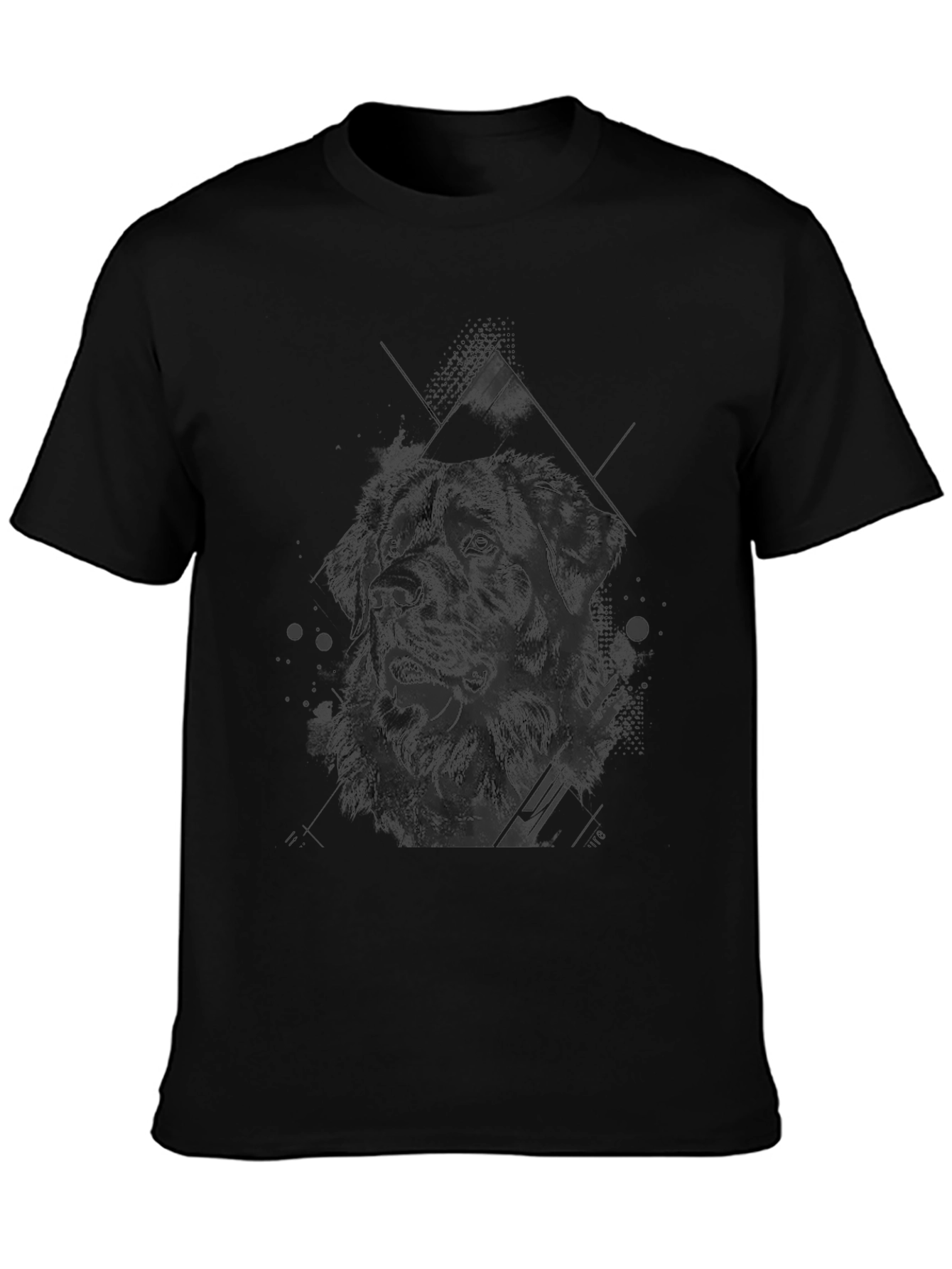 Geometric Dog Graphic Black T-Shirt