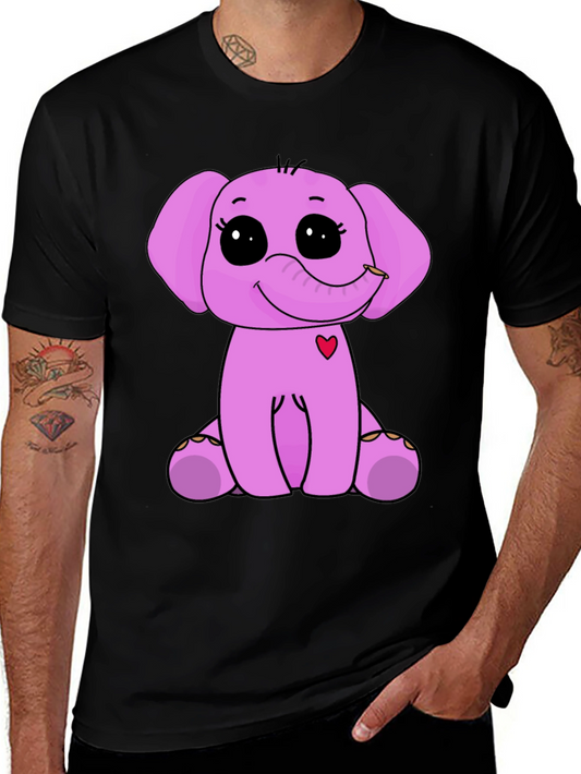 Cute Elephant Graphic Tee - Black