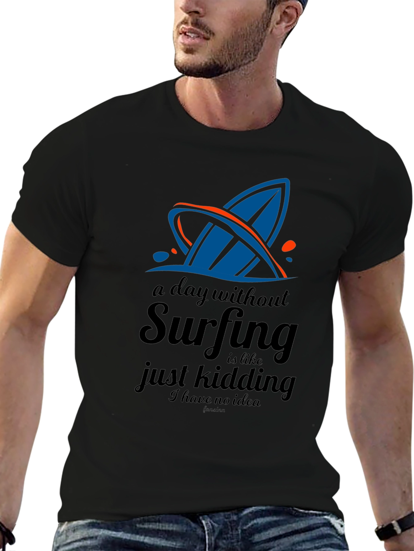 Surfing T-Shirt: A Day Without Surfing Black Tee