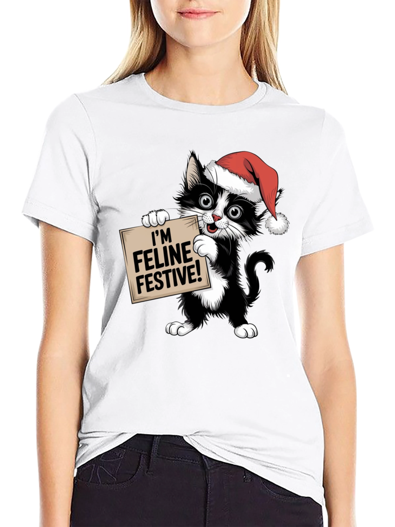 Feline Festive Cat Christmas T-Shirt