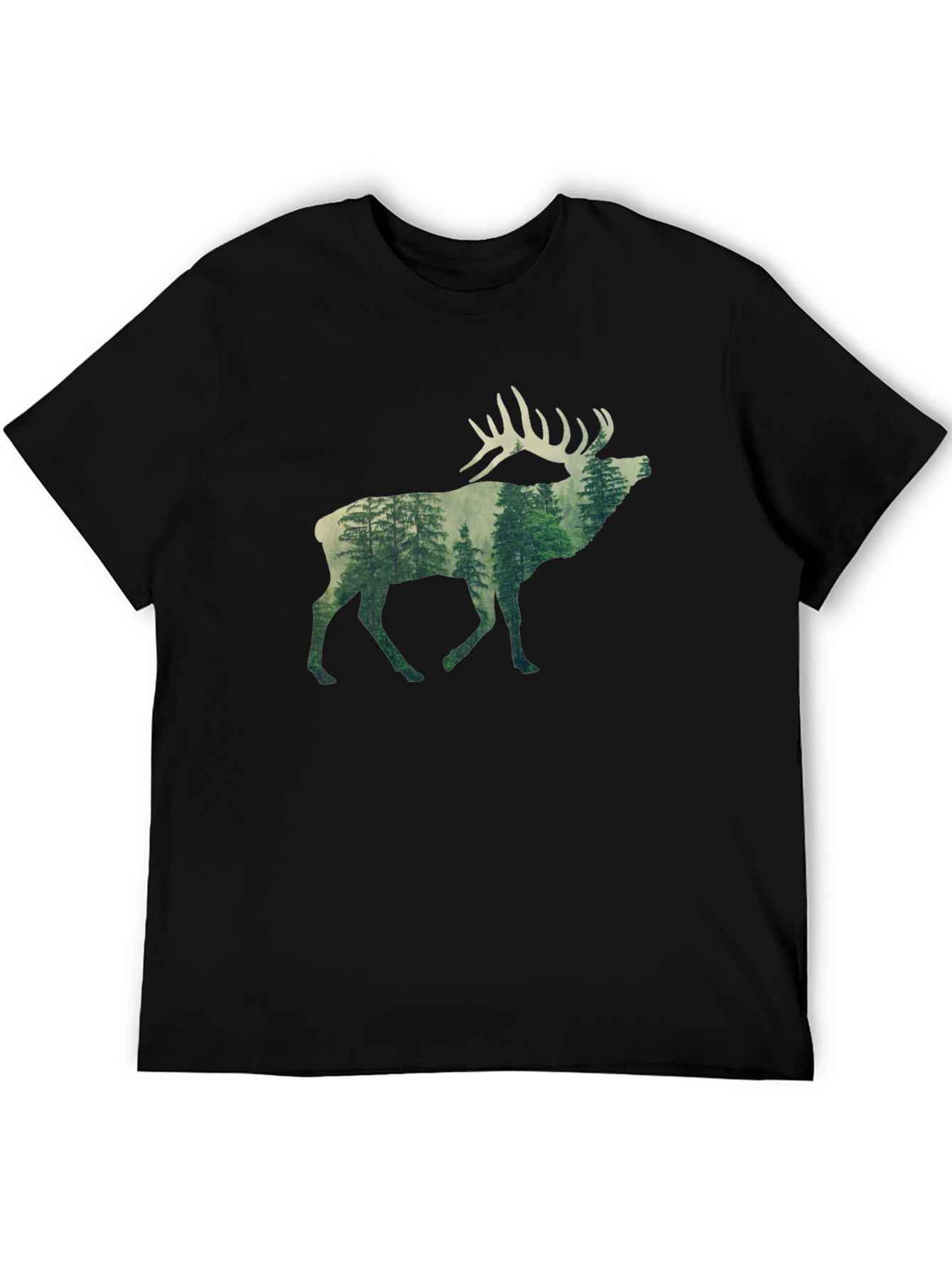 Nature Deer Graphic Tee - Black