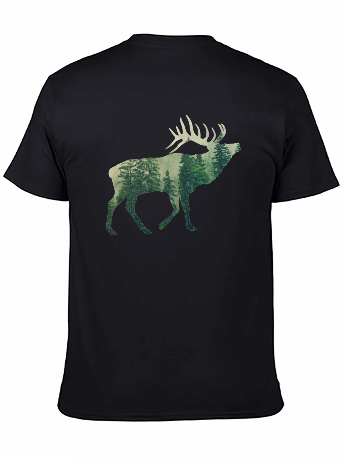 Nature Deer Graphic Tee - Black