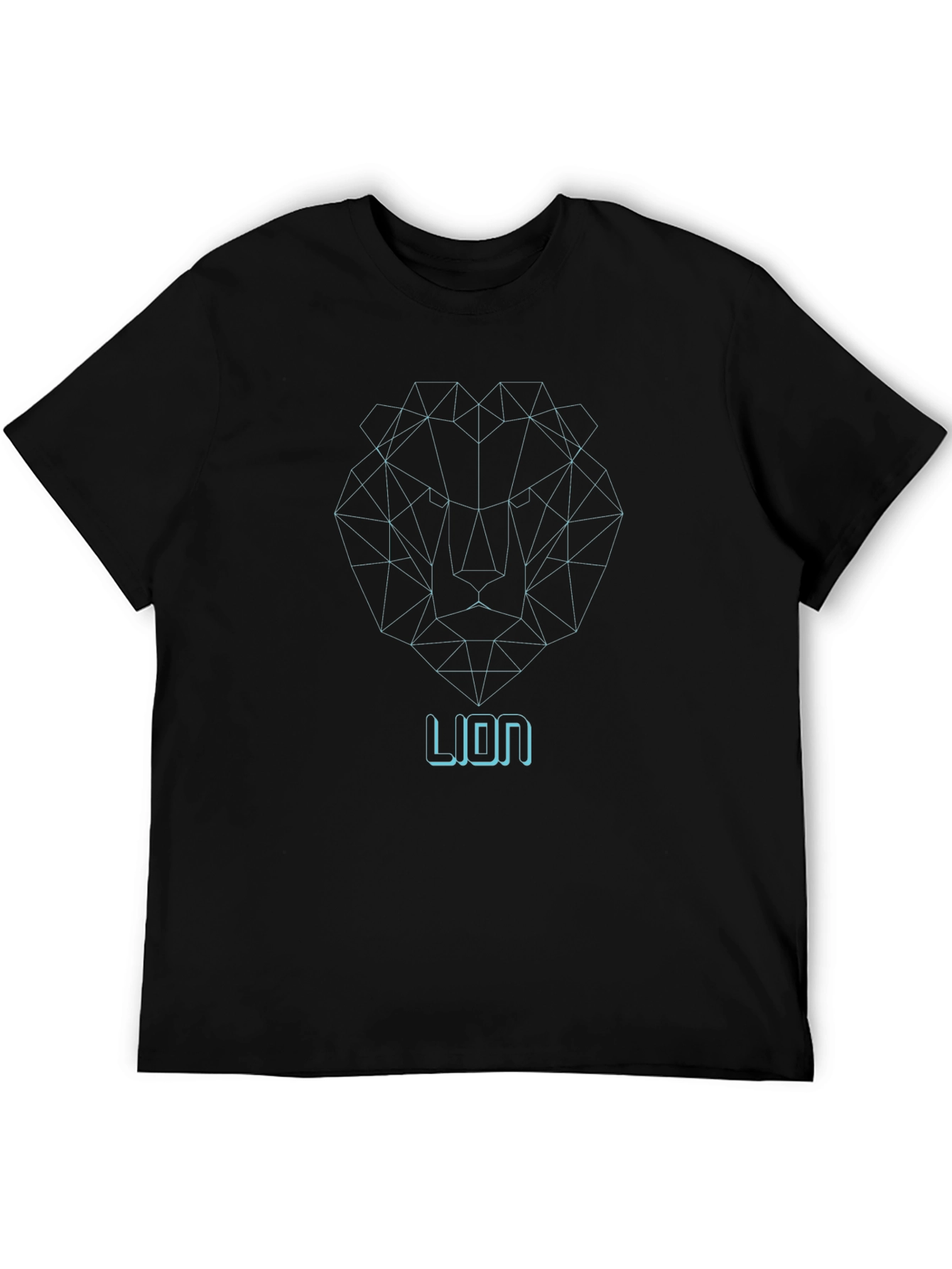 Geometric Lion Graphic Print Tee - Modern Black T-Shirt