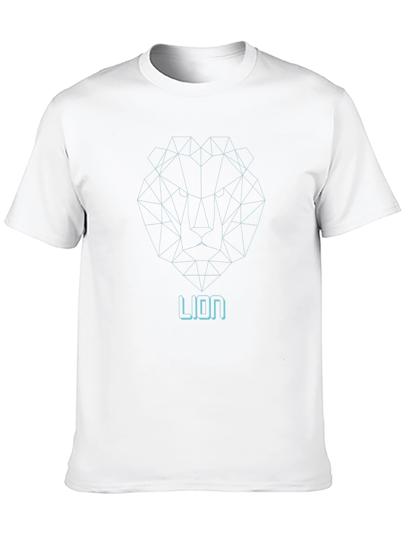 Geometric Lion Graphic Print Tee - Modern Black T-Shirt