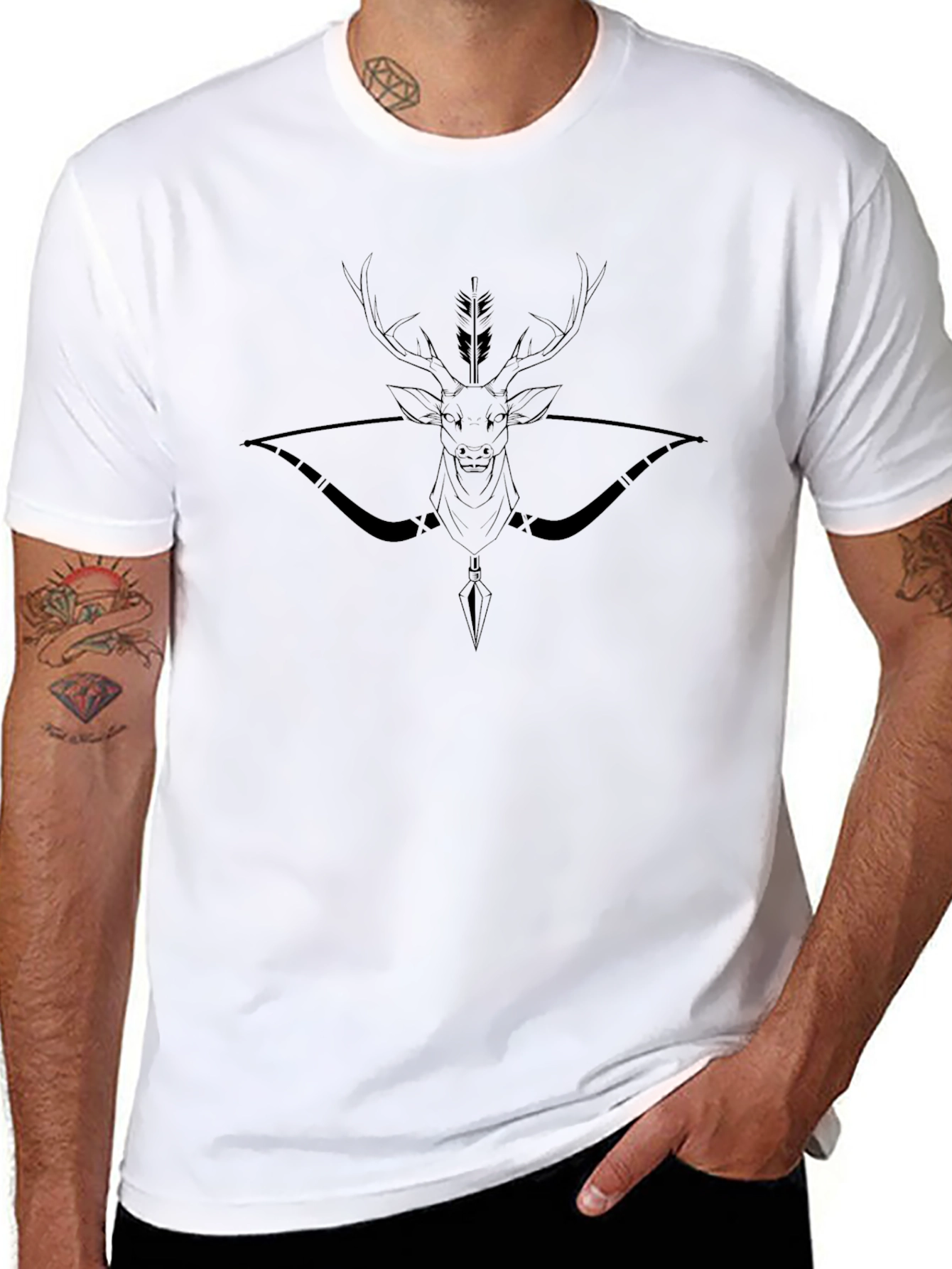 Black Deer Archer Graphic Tee - Mens Fashion