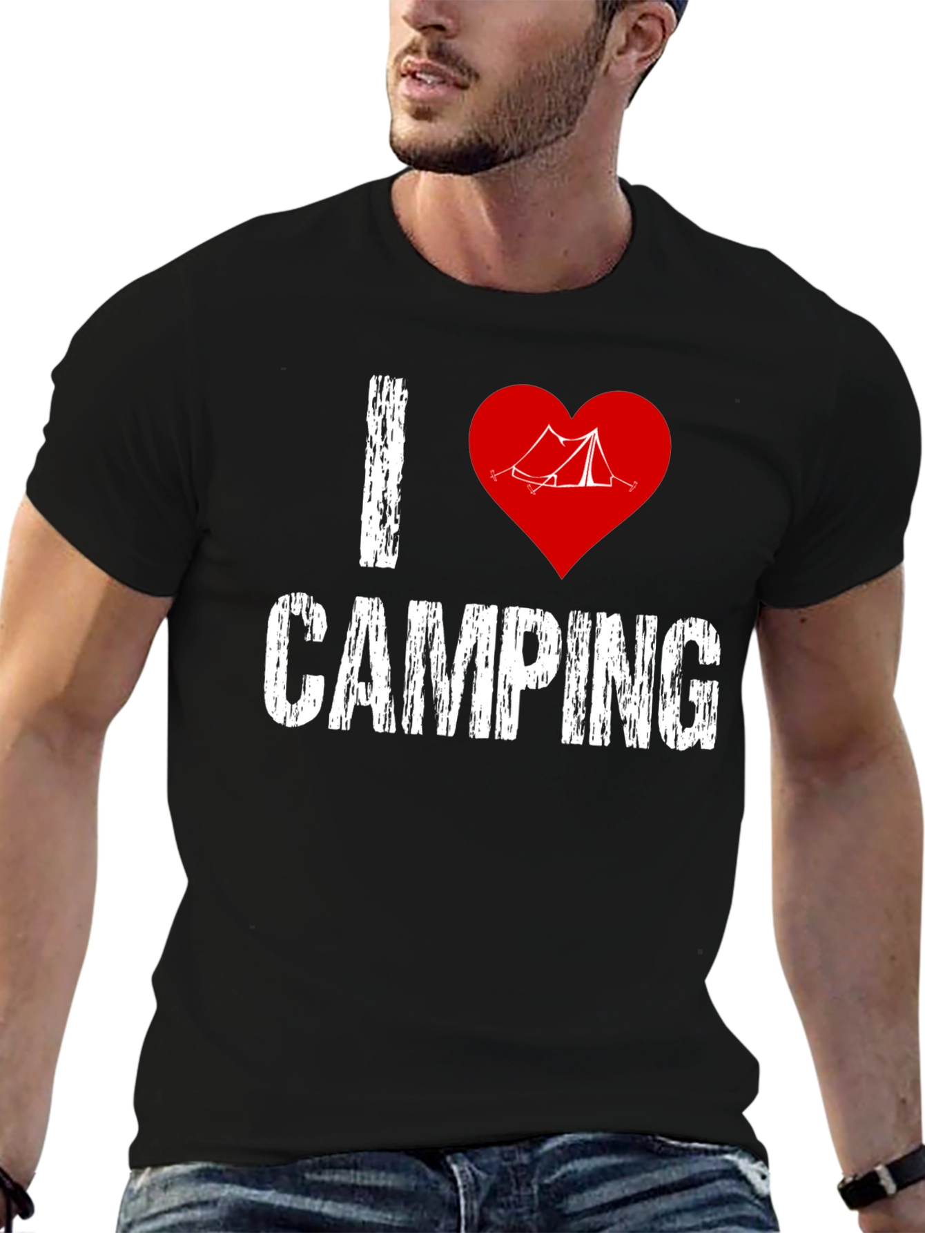I Heart Camping Graphic T-Shirt - Black