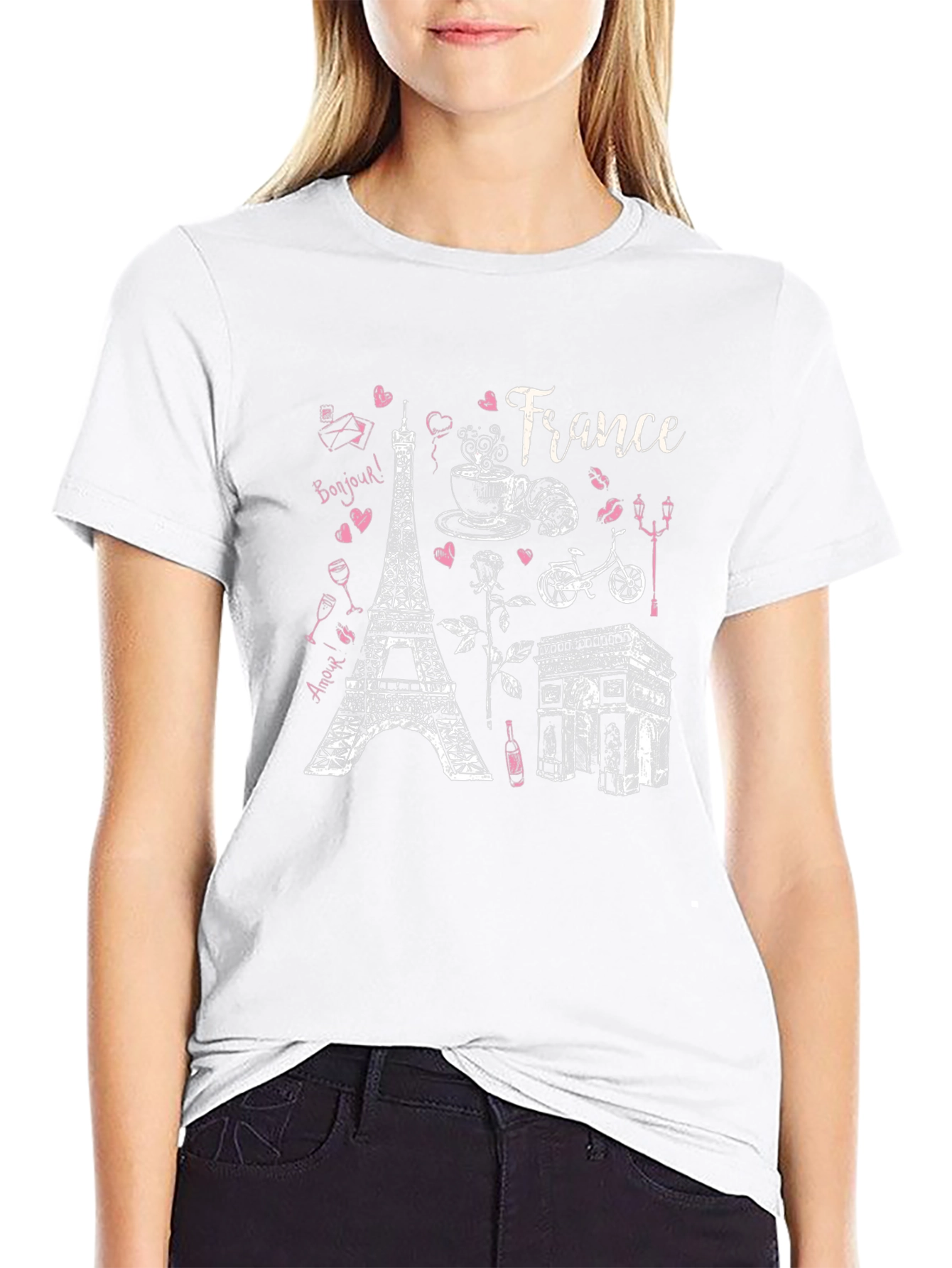 France Landmarks Graphic Tee - Black