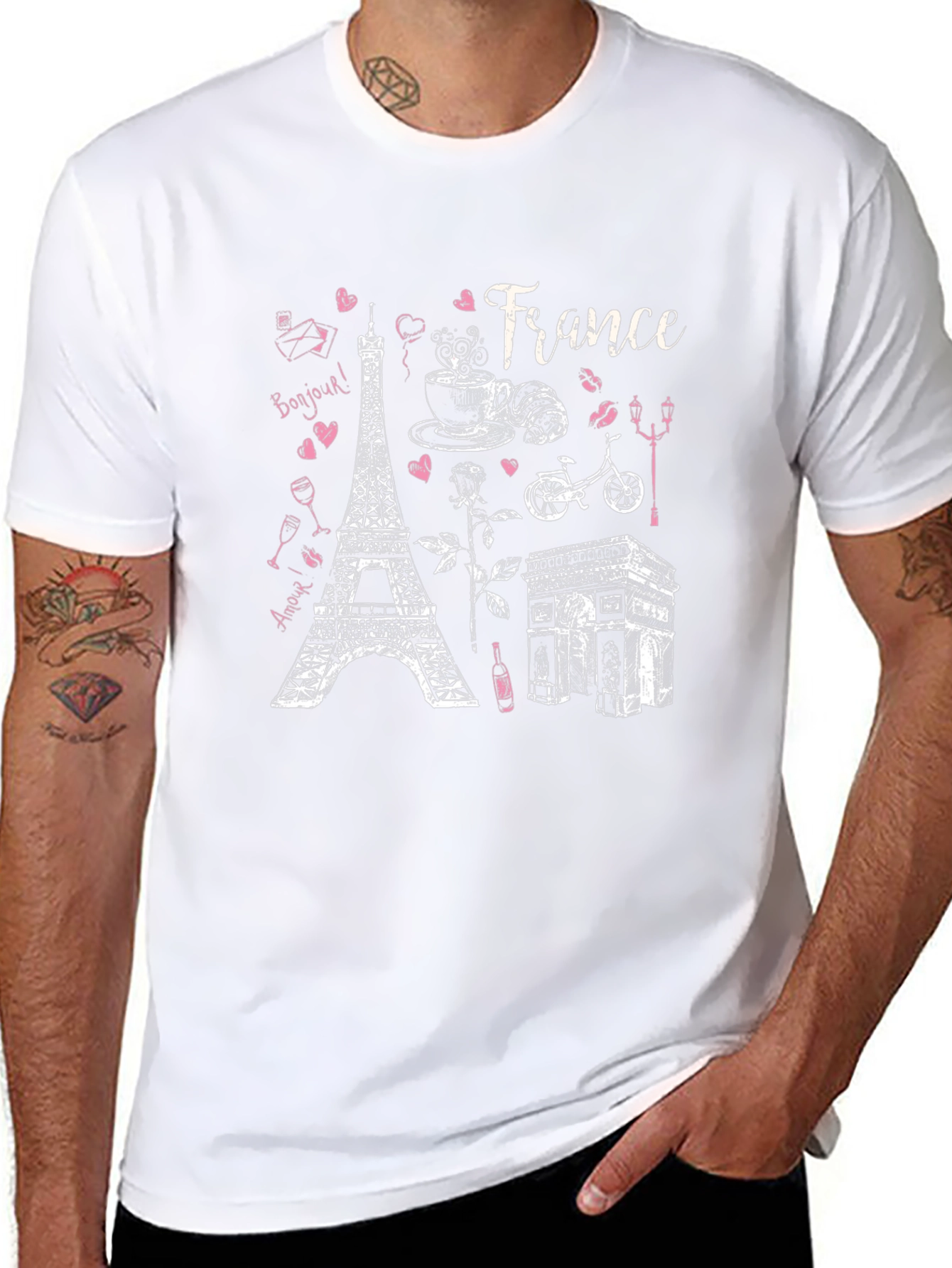 France Landmarks Graphic Tee - Black