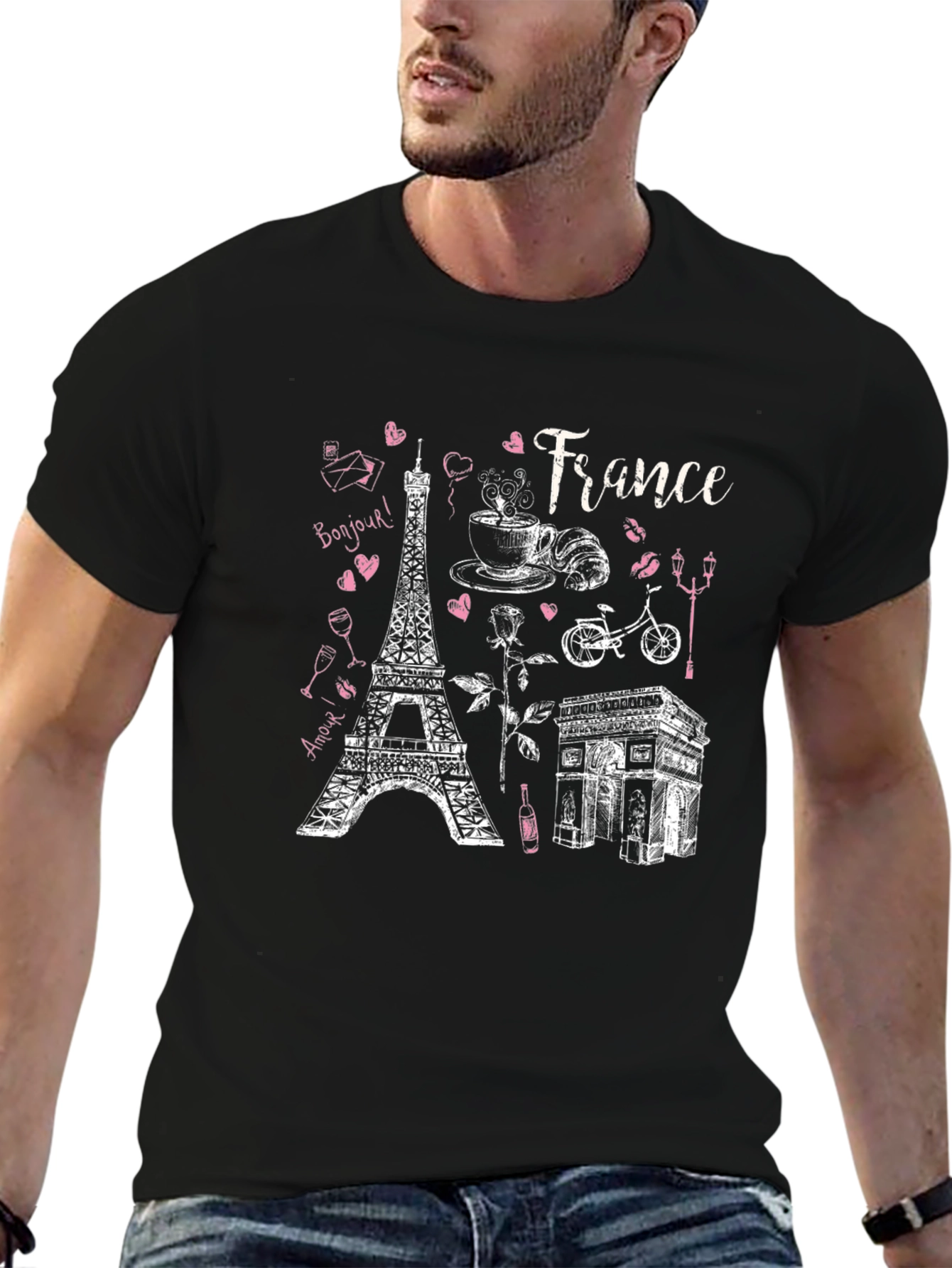 France Landmarks Graphic Tee - Black