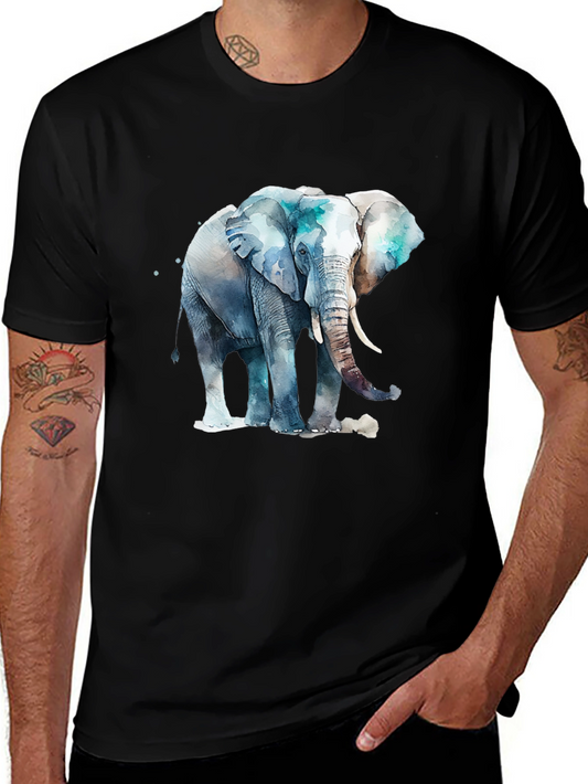 Elephant Watercolor T-Shirt - Artistic Mens Tee