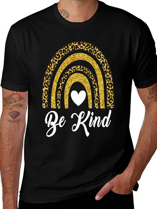 Be Kind Rainbow Leopard Print T-Shirt