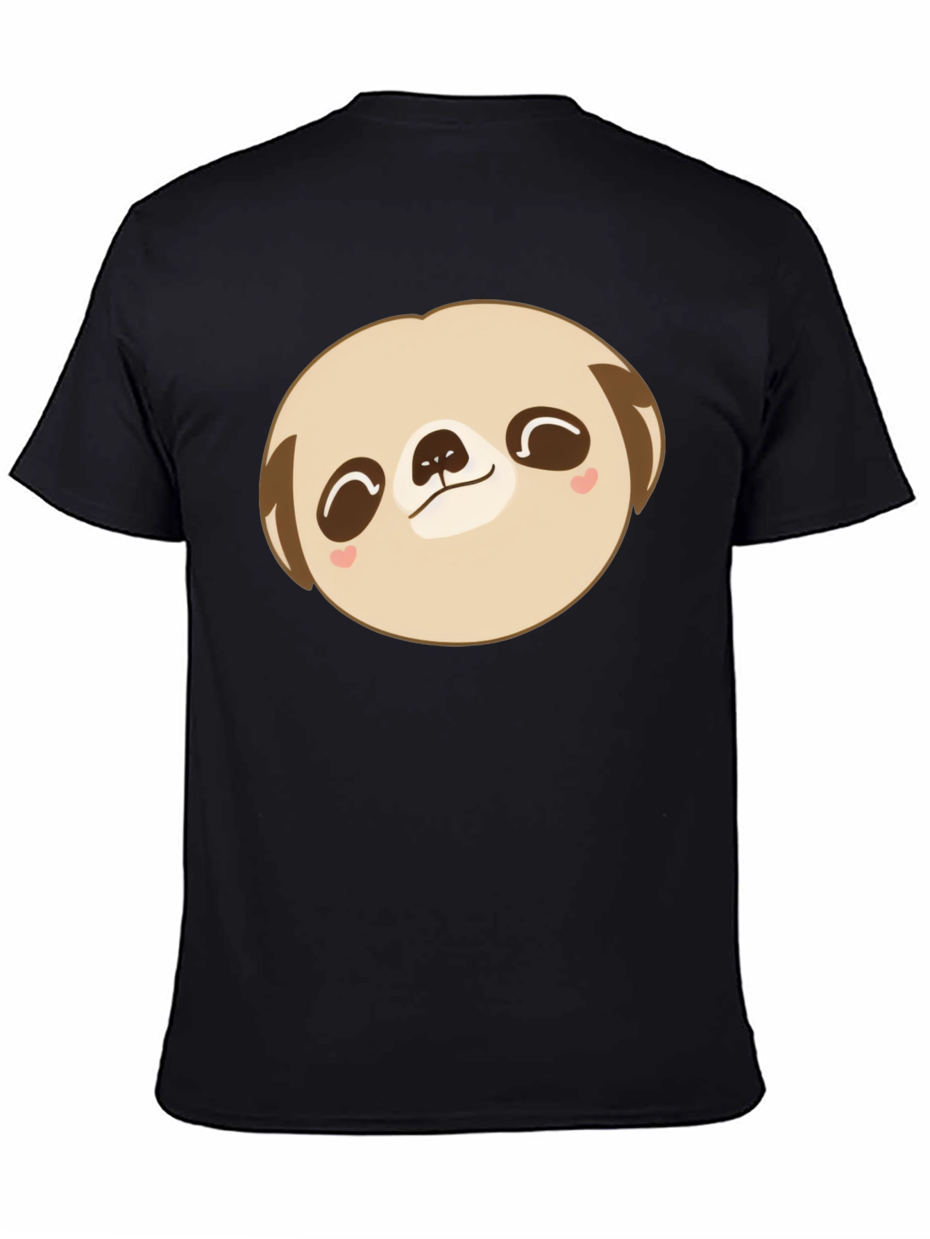 Cute Sloth Face Graphic Black T-Shirt