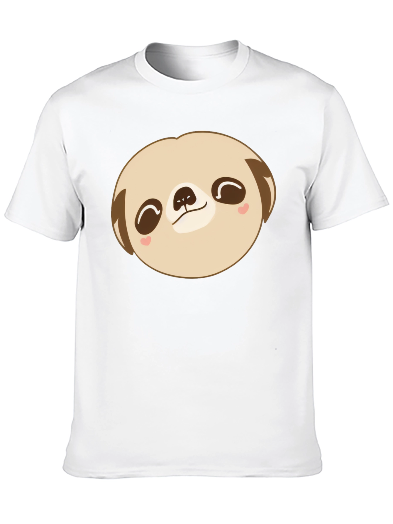 Cute Sloth Face Graphic Black T-Shirt
