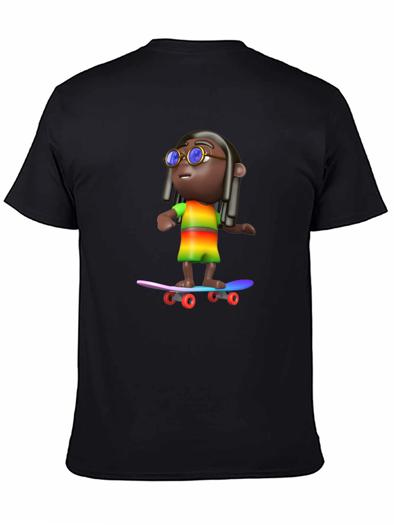 Cool 3D Cartoon Character On Skateboard Graphic Tee