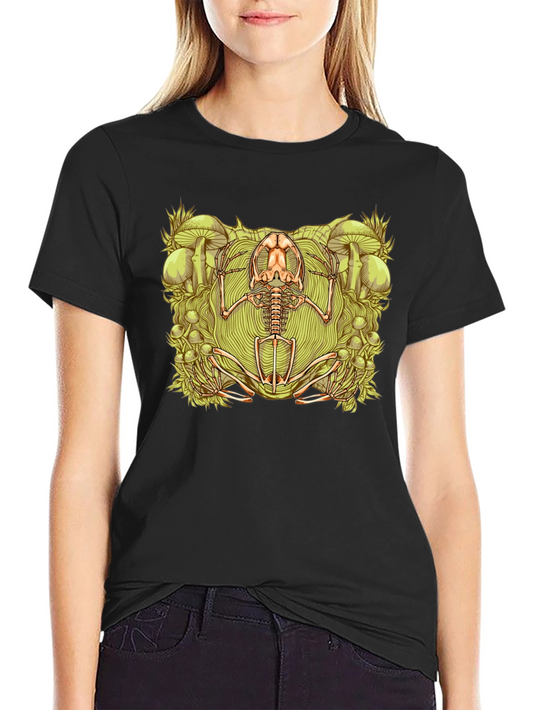 Frog Skeleton Graphic Tee - Unique Design