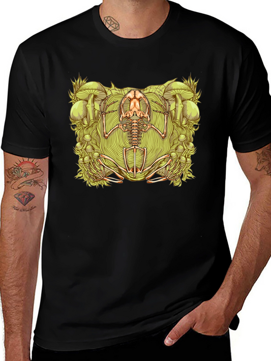 Frog Skeleton Graphic Tee - Unique Design