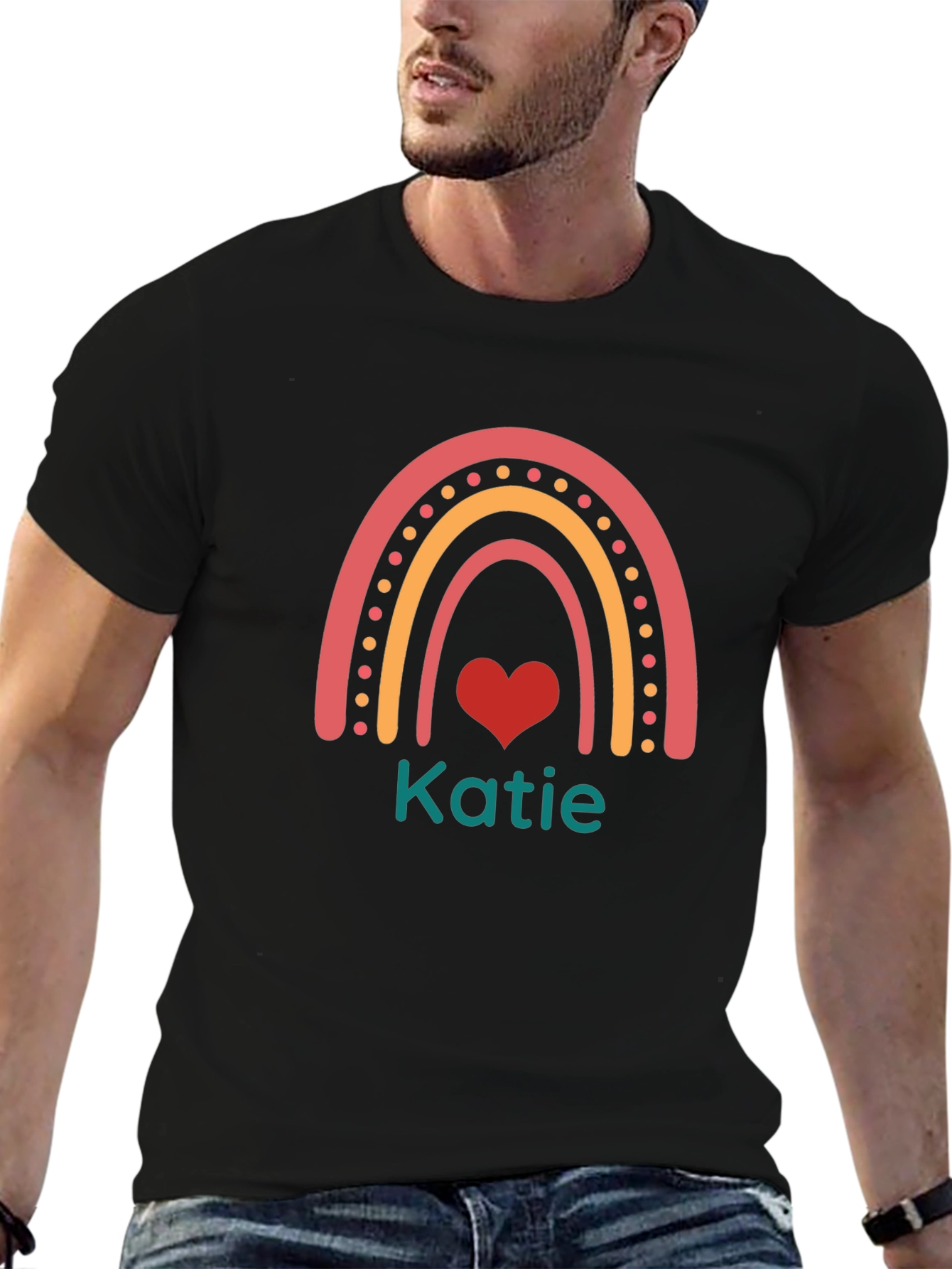 Personalized Rainbow Heart T-Shirt - Katie