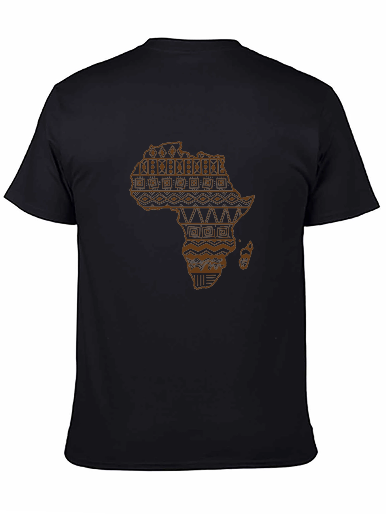 African Continent Patterned Black T-Shirt