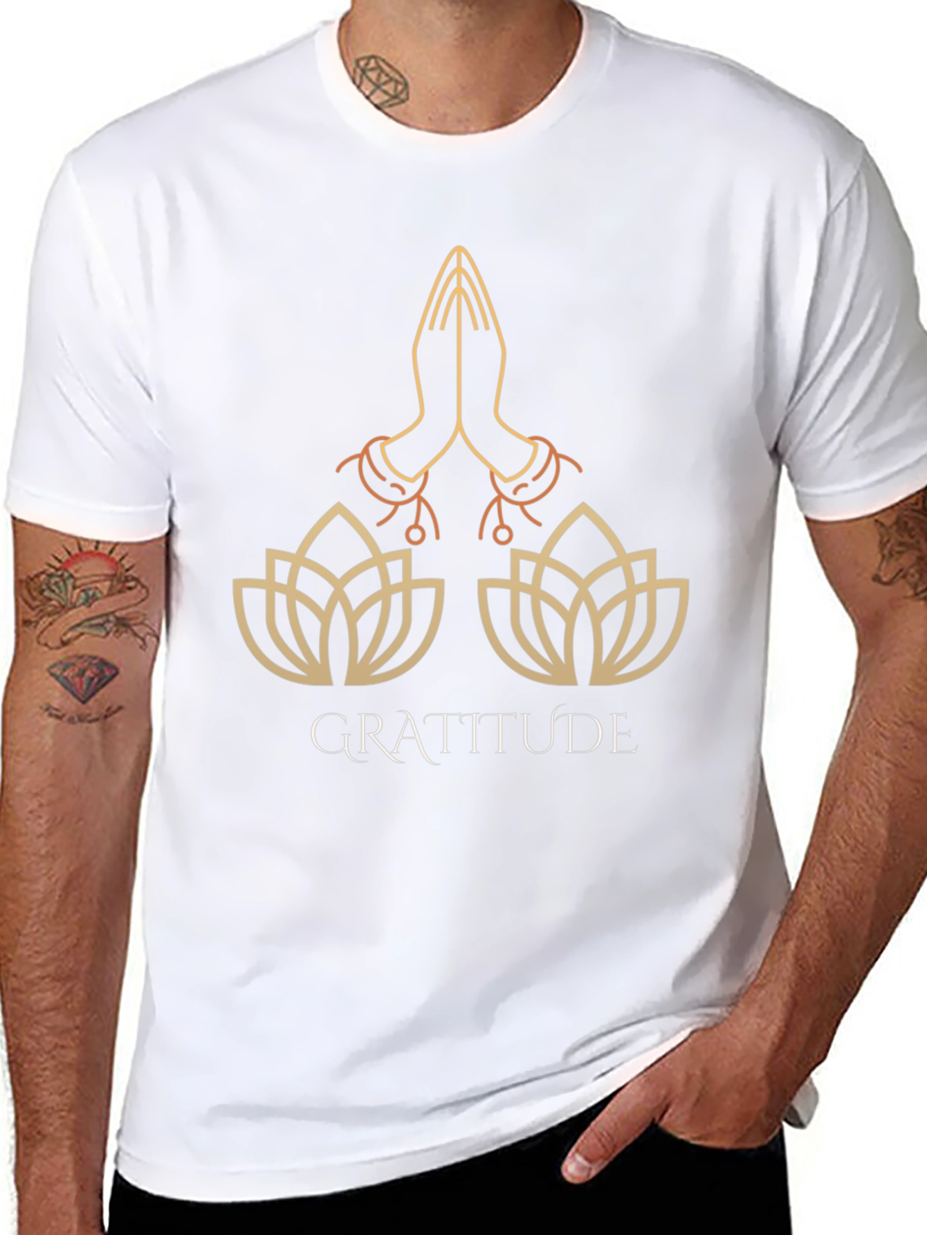 Gratitude Lotus T-Shirt - Stylish Graphic Tee