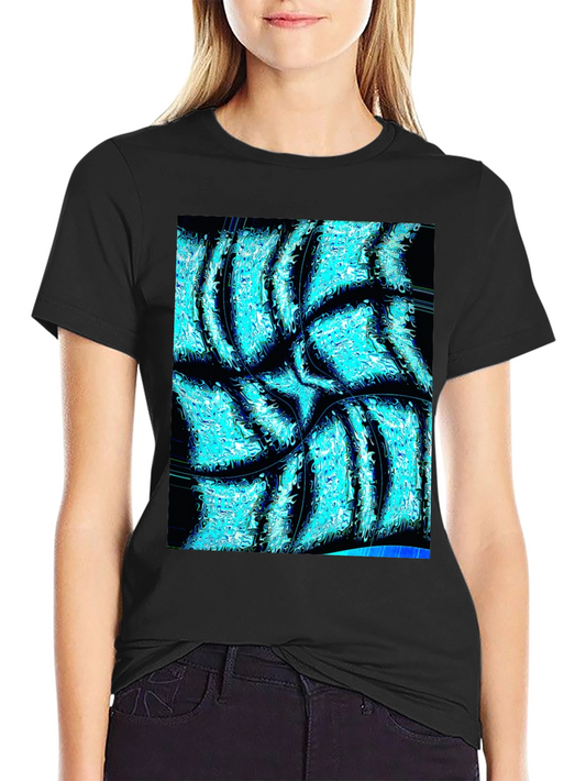 Abstract Aqua Print Black T-Shirt