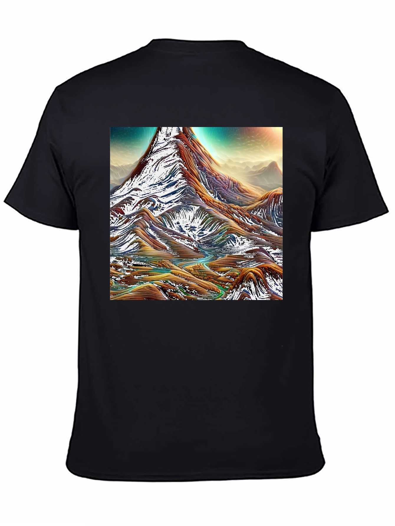Mountain Range Graphic Tee - Black Cotton Comfort