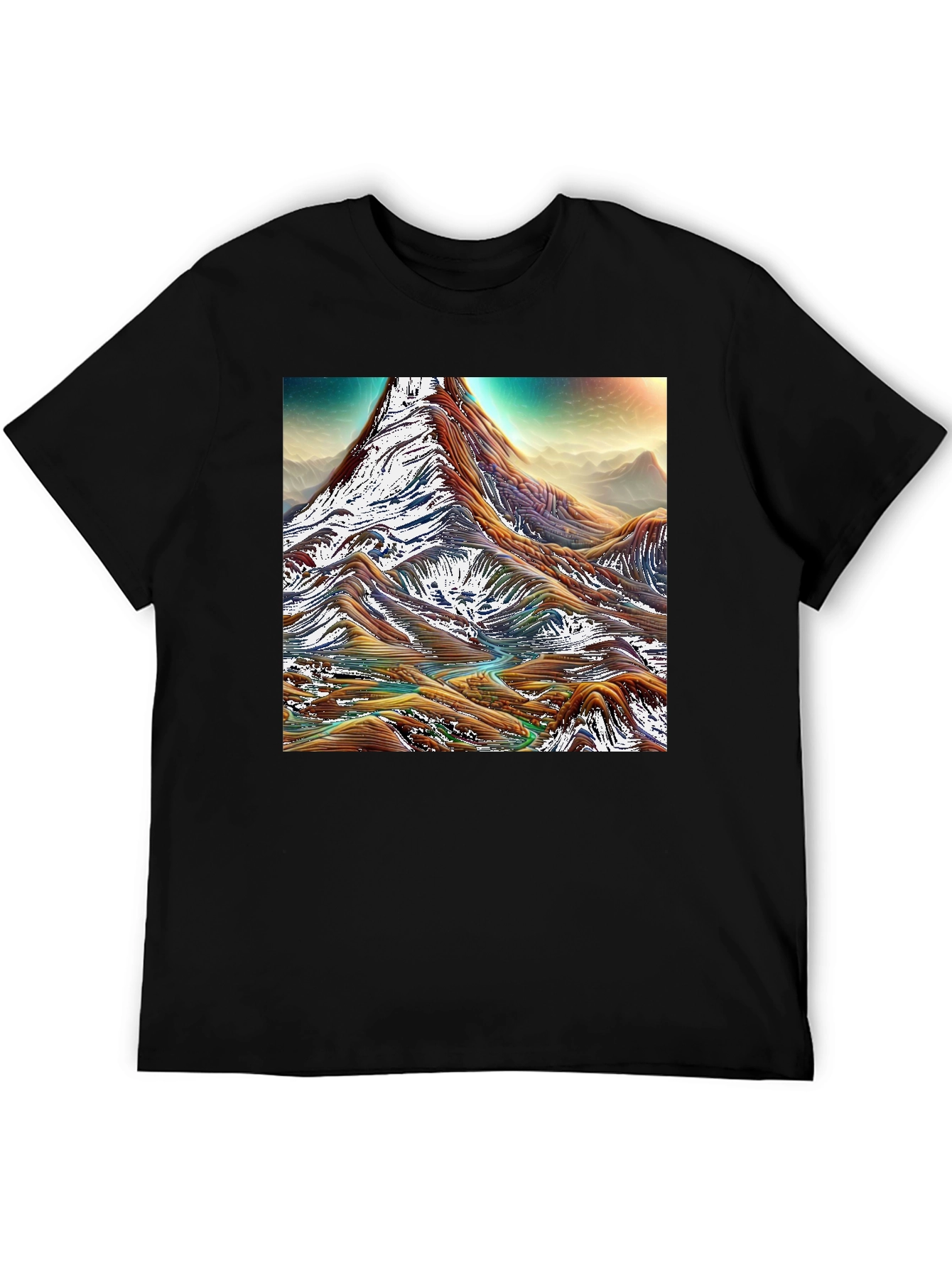 Mountain Range Graphic Tee - Black Cotton Comfort