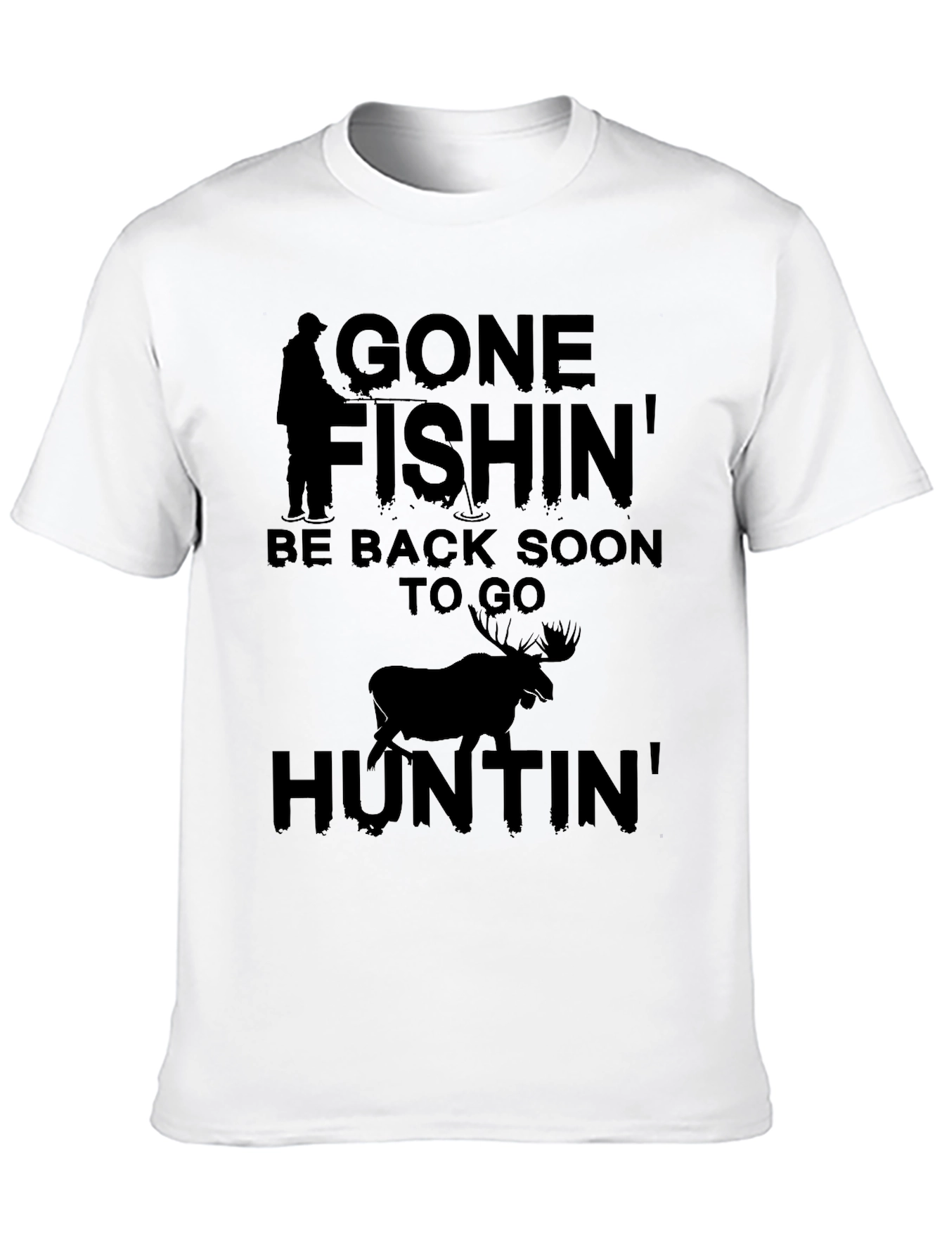 Gone Fishin Huntin Graphic Tee - Black