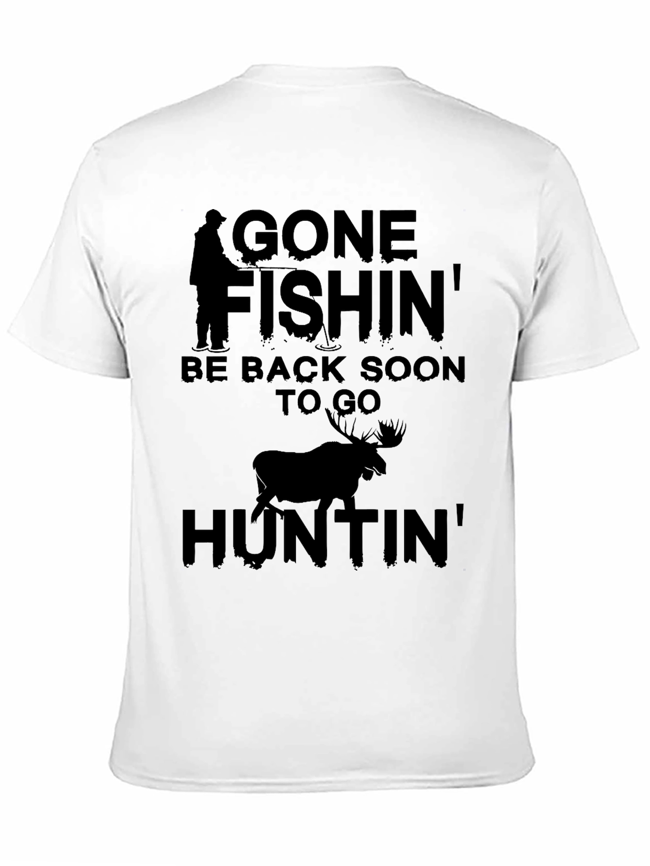 Gone Fishin Huntin Graphic Tee - Black