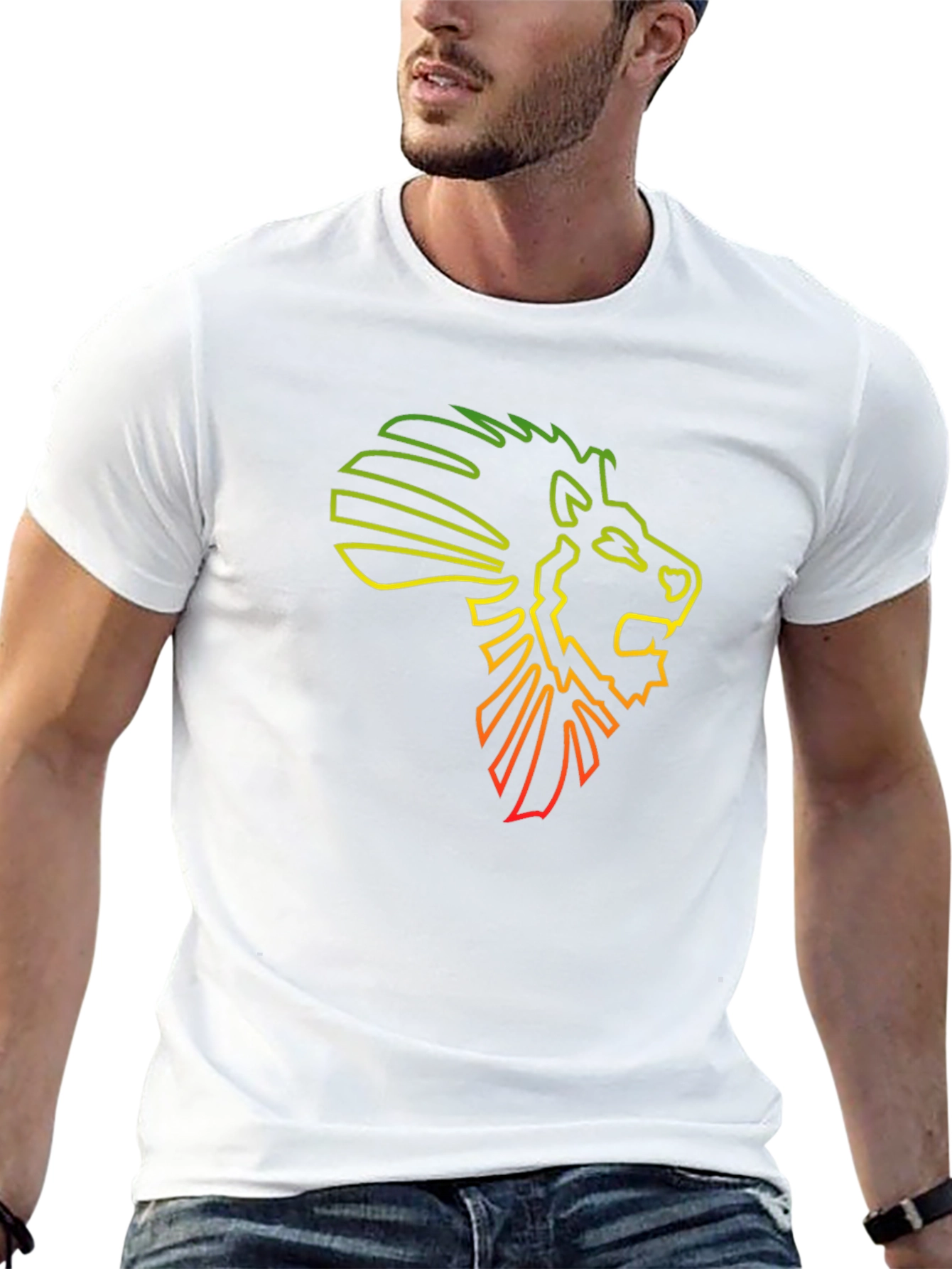 Rasta Lion Head Outline Tee
